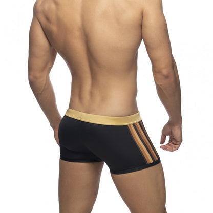 BLACK STRIPED SWIM TRUNK